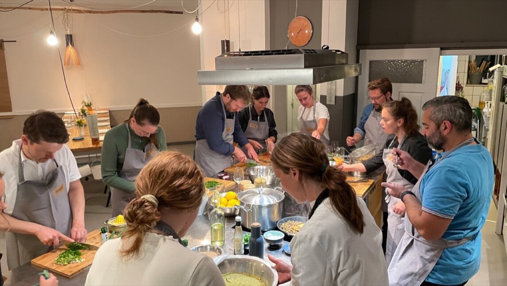 Team participating in cooking classes and culinary competitions