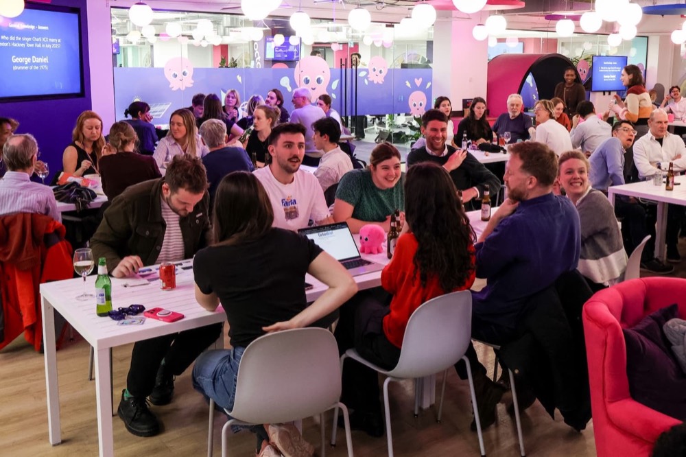 Team participating in private game shows and trivia nights
